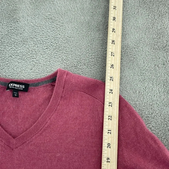 Express Merino Wool Blend V-Neck Sweater Womens Large Pink 3115 - Picture 6 of 8